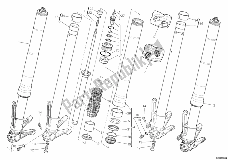 All parts for the 21a - Front Fork of the Ducati Diavel Cromo 1200 2013